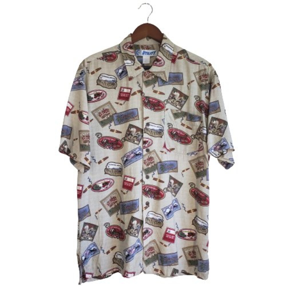 Vintage Utility  Men’s Cigar Lounge Button Down Short Sleeve Shirt Size Medium